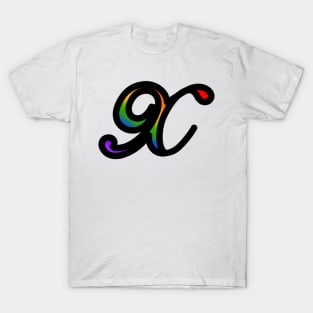 Rainbow Cursive Letter X T-Shirt